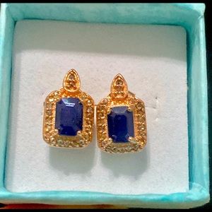 2.80ctw kanchanaburi Sapphire and Diamond Earrings